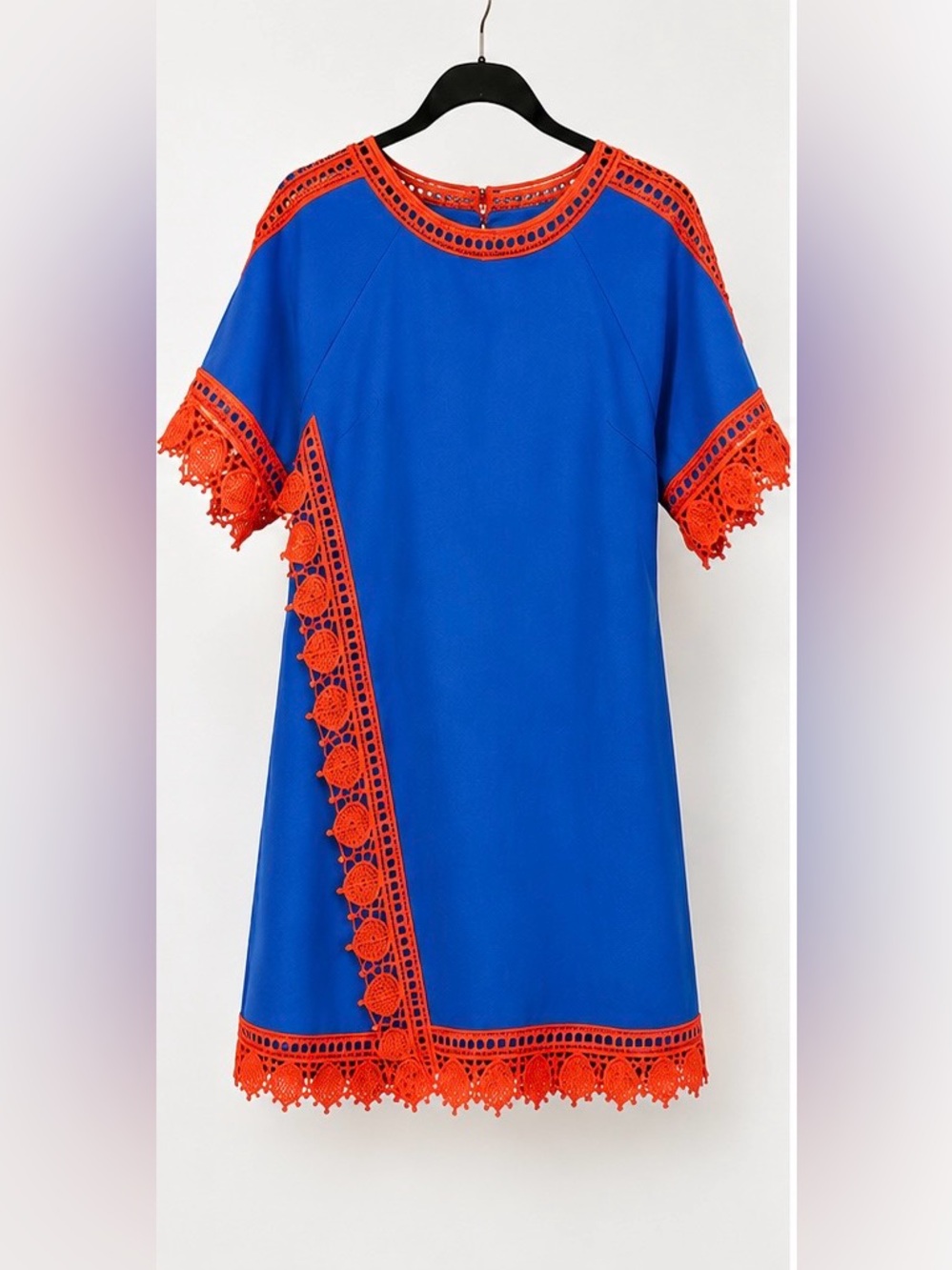 ✨ Tory Burch Marissa Blue Crochet Trim Tunic Mini Dress Size S ✨ - Picture 2 of 4